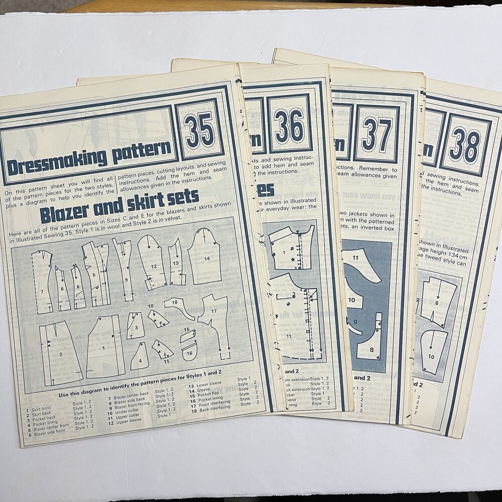 Vintage Designer Sewing Patterns Uncut Lot Of 4 Blazer Skirt Set Dresses Jackets